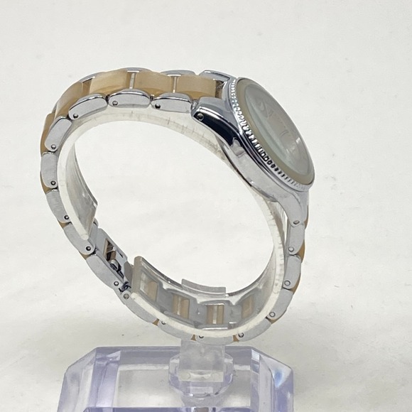 Anne Klein Watch Women 30mm Silver Tone Beige Resin WR 30M New Battery 6.5" - Picture 9 of 16